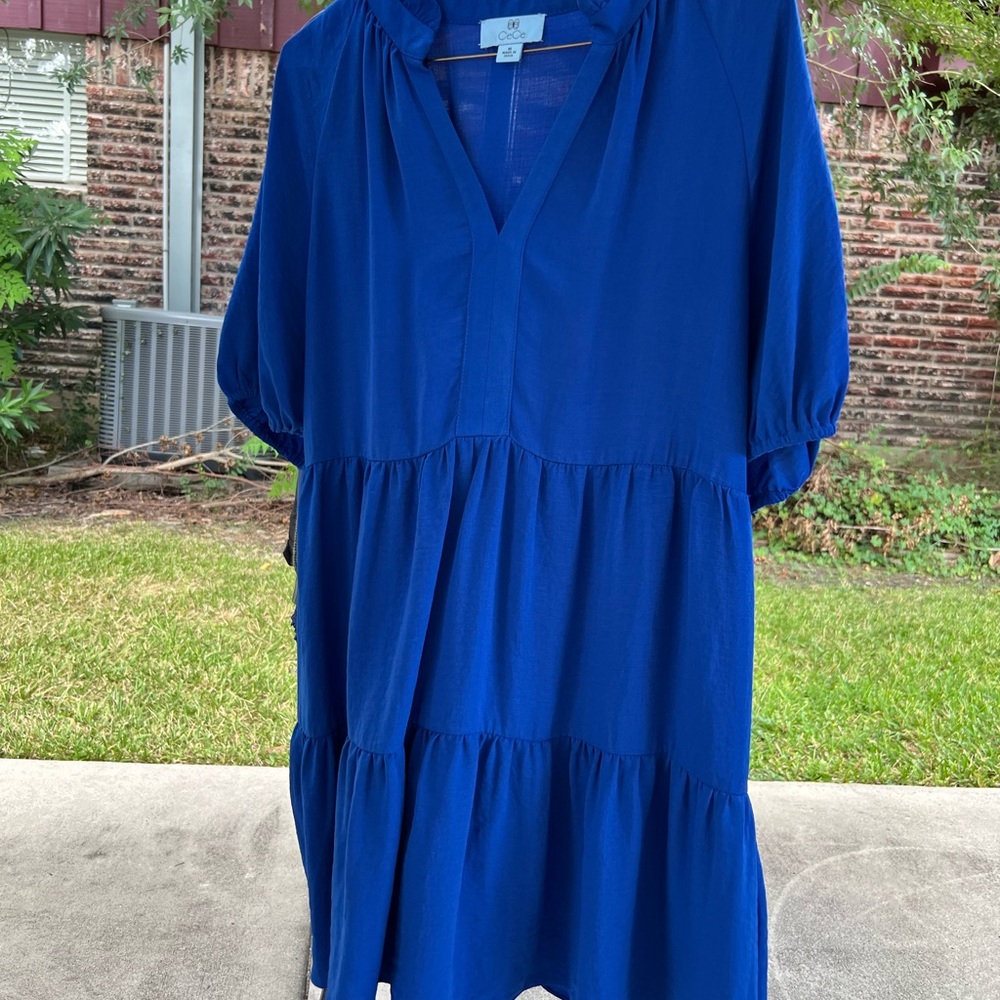Vibrant Blue Ruffled Dress - Picture 6 of 6